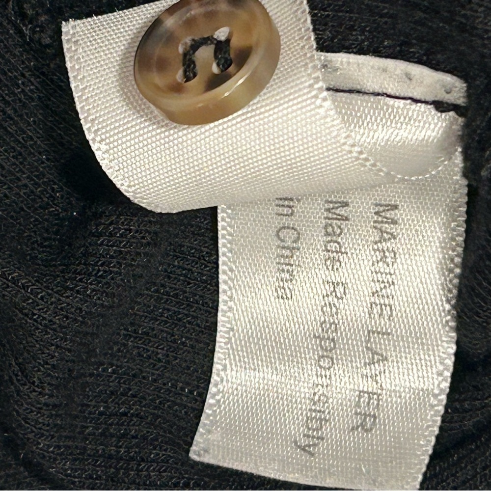 Marine Layer Lexi Ribbed 5 Button Henley V-Neck Long Sleeve Black Basic Top Sz M - Picture 9 of 9